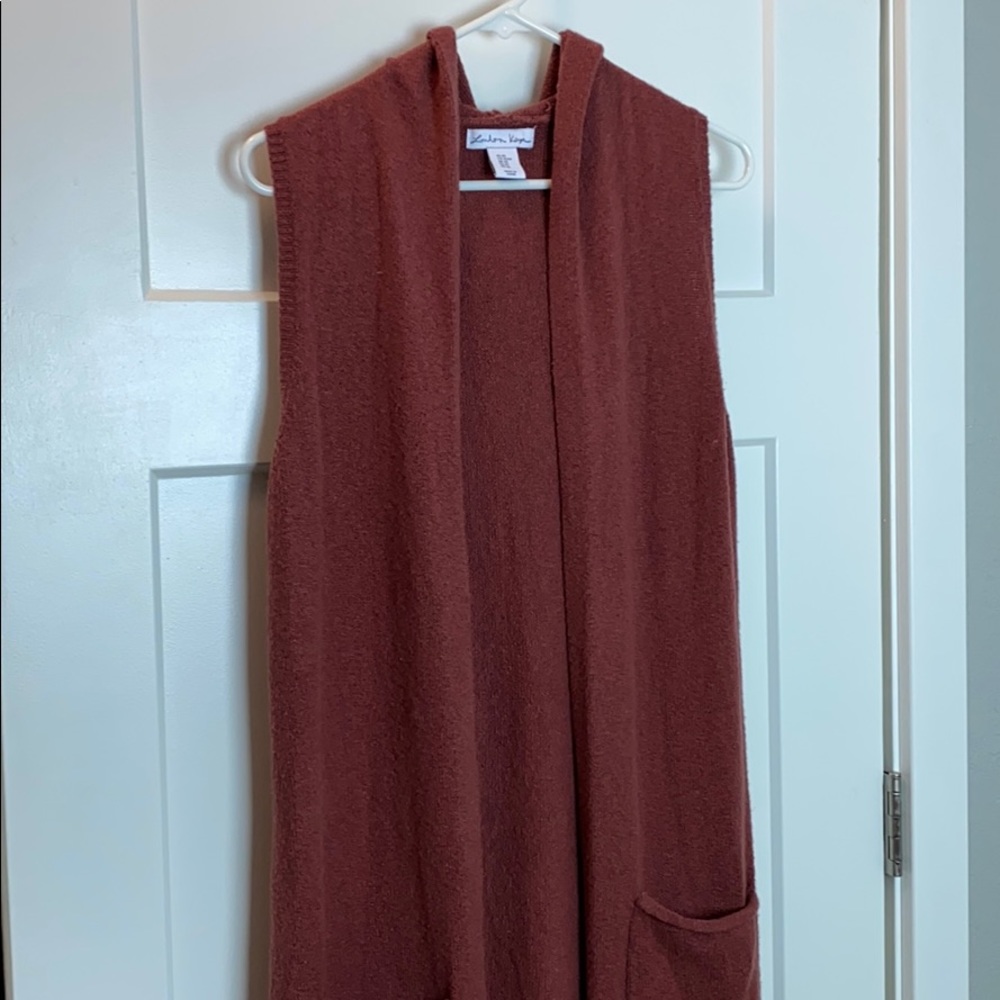 London Kaye hooded sweater vest duster pockets